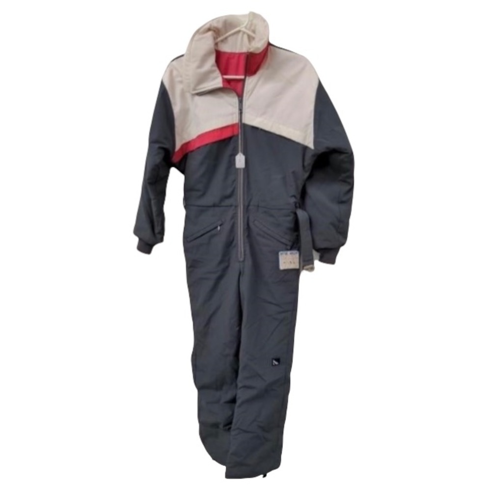 Vintage 1980s colorblock ski snowsuit size L pink blue white excellent cond